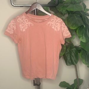 Salmon Lucky Brand Embroidered T shirt